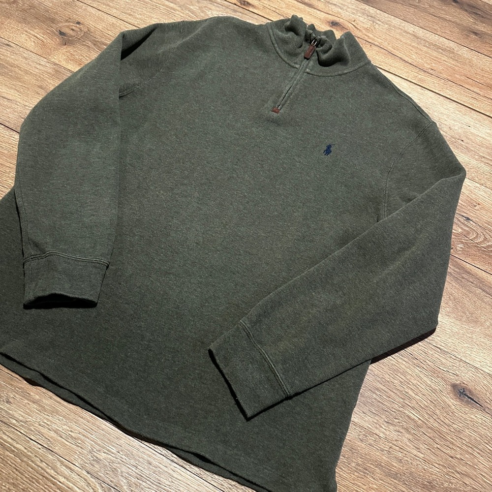 Polo Ralph Lauren Olive Green Quarter Zip Pullover Mens XL